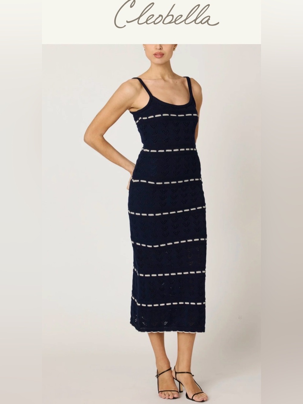 CLEOBELLA skylar midi dress in dark blue / ivory sz small